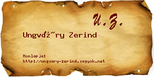 Ungváry Zerind névjegykártya